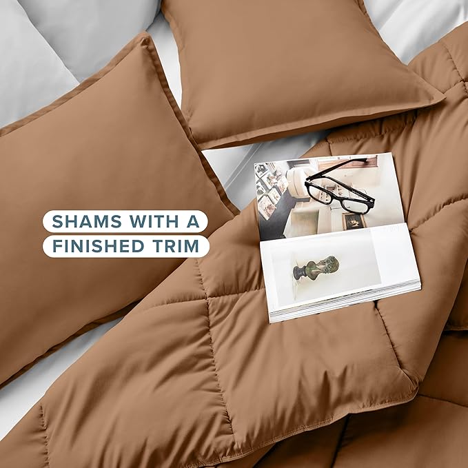 Bare Home Comforter Set - King/California King Size - Ultra-Soft - Goose Down Alternative - Premium 1800 Series - All Season Warmth (King/Cal King, Caramel)