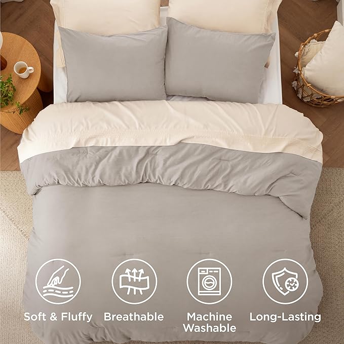 Bedsure California King Size Comforter Set, Linen Soft Prewashed Bedding for All Seasons, 3 Pieces GentleSoft™ Down Alternative Bed Set, 1 Lightweight Comforter (104"x96") and 2 Pillowcases (20"x36")