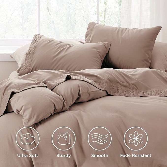 Bedsure King Size Sheets Set - 4 Pieces Soft King Sheets - Breathable & Cooling - Hotel Luxury - Easy Care Polyester Microfiber Bedding for Women, Men, Khaki