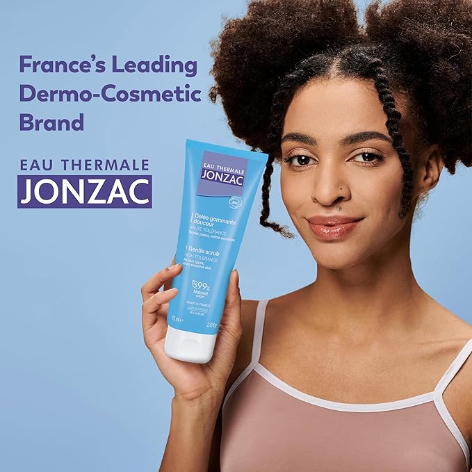 Eau Thermale Jonzac Organic Gentle Face Scrub with Perlite Beads – Smooth Radiant Complexion – Sensitive Skin Approved – Dermatologically Tested – Vegan Formula – 2.54 Fl Oz