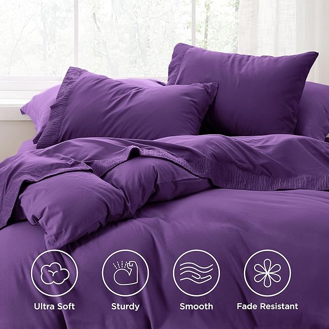 Bedsure California King Sheet Sets - 4 Pieces Soft Cal King Sheets - Breathable & Cooling - Hotel Luxury - Easy Care Polyester Microfiber Bedding for Women, Men, Purple