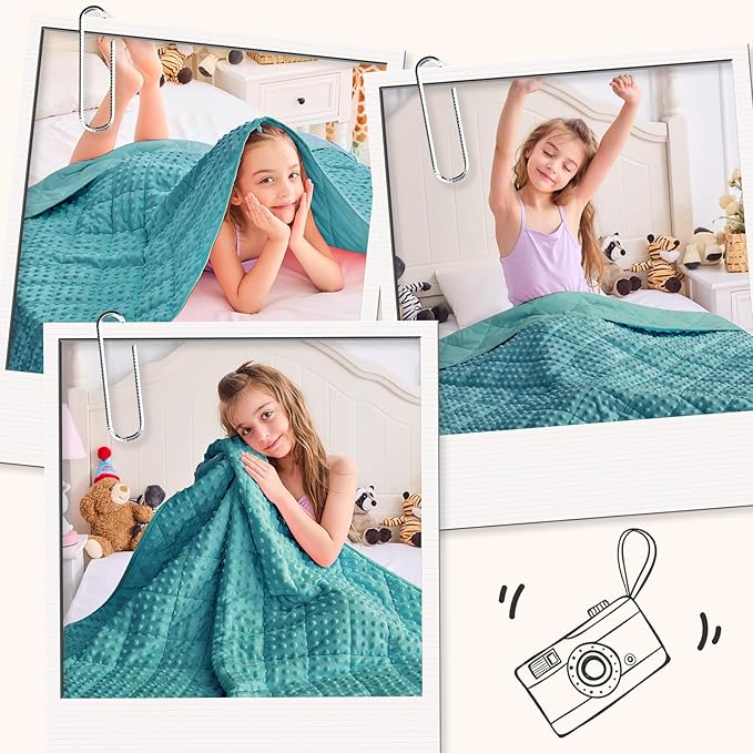 yescool Weighted Blanket 10 Pounds Teal Twin Size Cooling Weighted Throw Blanket, Minky Heavy Blankets Warm Weighted Comforter, Big Washable Thick Blankets Gift for 80-120lbs, 40 * 60in