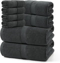 REDKISS Luxury 100% Cotton 8 Piece Bath Towel Sets, 2 Bath Sheets (35x70 in), 2 Hand, 4 Washcloths, Super Absorbent & Quick-Dry Shower Towel for Bathroom Spa Gym Hotel Yoga - Grey