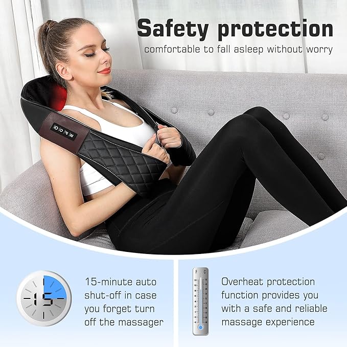 Shiatsu Neck and Back Massager with Heat, Electric Deep Tissue 4D Kneading Massage Pillow for Shoulder, Leg, Body Muscle Pain Relief - Best Gifts for Women Men Mom Dad