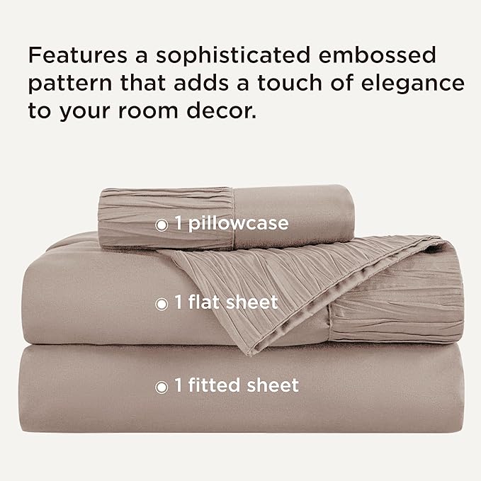 Bedsure Twin Sheets Set - 3 Pieces Soft Twin Bed Sheets - Breathable & Cooling - Hotel Luxury - Easy Care Polyester Microfiber Bedding for Women, Men, Khaki