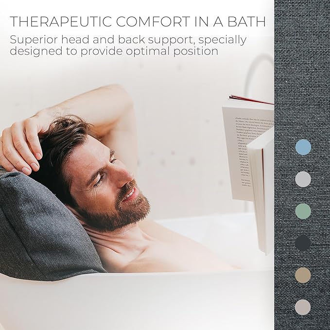 BADESOFA® Luxury Bath Pillow M - Lusciously Soft & Comfortable Tub Pillow for Bathtub - Washable & Quick-Drying Bath Back Pillow - Non-Slip Full Body Tub Pillow - Luxury Spa Cushion in Charcoal
