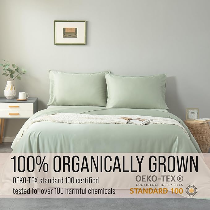 Bella Coterie Luxury Bamboo Viscose Full Size Sheet Set | 100% Organically Grown | Ultra Soft | Cooling for Hot Sleepers | 18" Deep Pocket [Sea Glass]