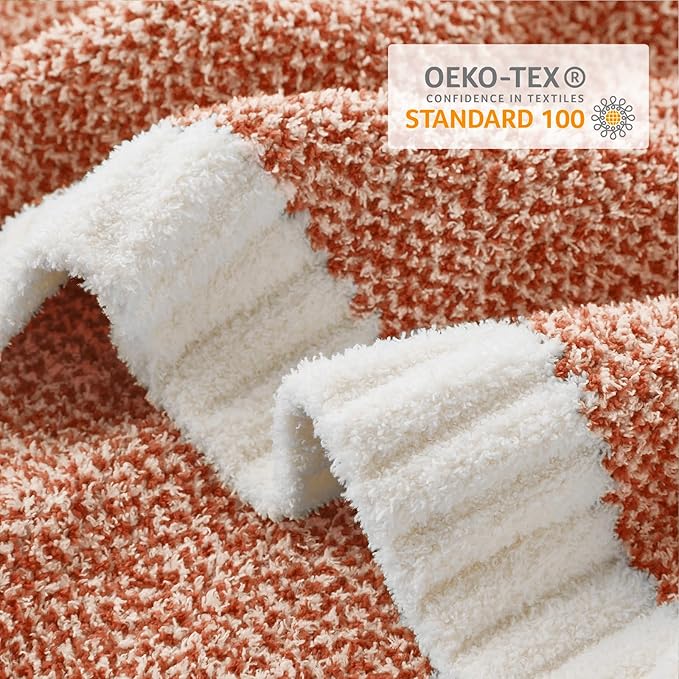 Snuggle Sac Orange Fall Throw Blanket for Couch, Oversized Throw XL Super Soft Warm Blankets Cozy Knit Fuzzy Throws for Sofa, Bed, Living Room, Heather Orange, 50x70 inches
