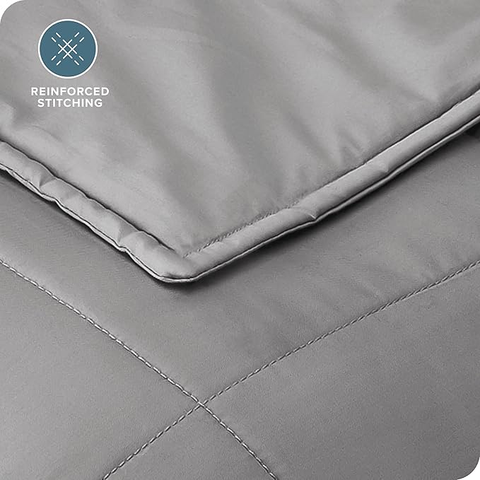 Bare Home Weighted Blanket All-Natural 100% Cotton with Nontoxic Glass Beads 60"x80" 20lbs, Light Grey