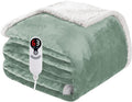 Electric Heated Blanket Twin Size 62"x84", Soft Flannel with Overheat Protection, 6 Adjustable Heat Settings & 10-Hour Auto-Off Timer, Fast Heating for Winter Comfort, Light Green
