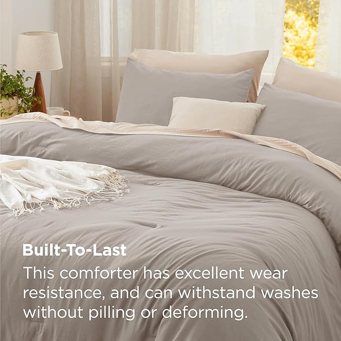 Bedsure California King Size Comforter Set, Linen Soft Prewashed Bedding for All Seasons, 3 Pieces GentleSoft™ Down Alternative Bed Set, 1 Lightweight Comforter (104"x96") and 2 Pillowcases (20"x36")