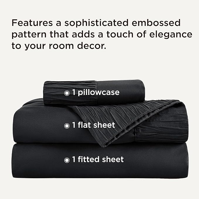 Bedsure Twin XL Sheet Sets Dorm Bedding - 3 Pieces Soft Extra Long Twin Sheets, Hotel Luxury, Easy Care Microfiber for Women, Men, Black