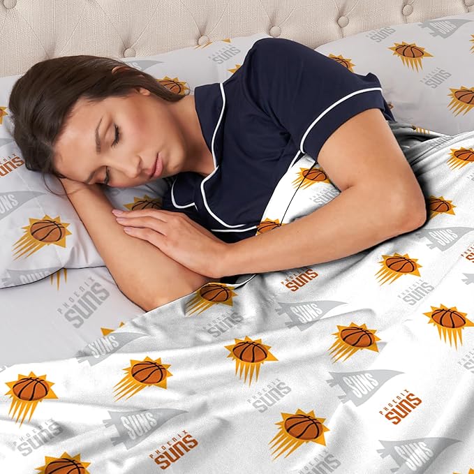 Northwest Officially Licensed Phoenix Suns NBA Queen Size Sheet Set – Soft Team Logo Bedding for Dorms, Bedrooms, Fan Caves & Game Day Style
