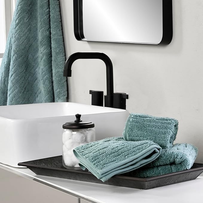 SKL Home CloudSoft Cotton Luxury 6 Pc Towel Set for Bath & Gift, Teal