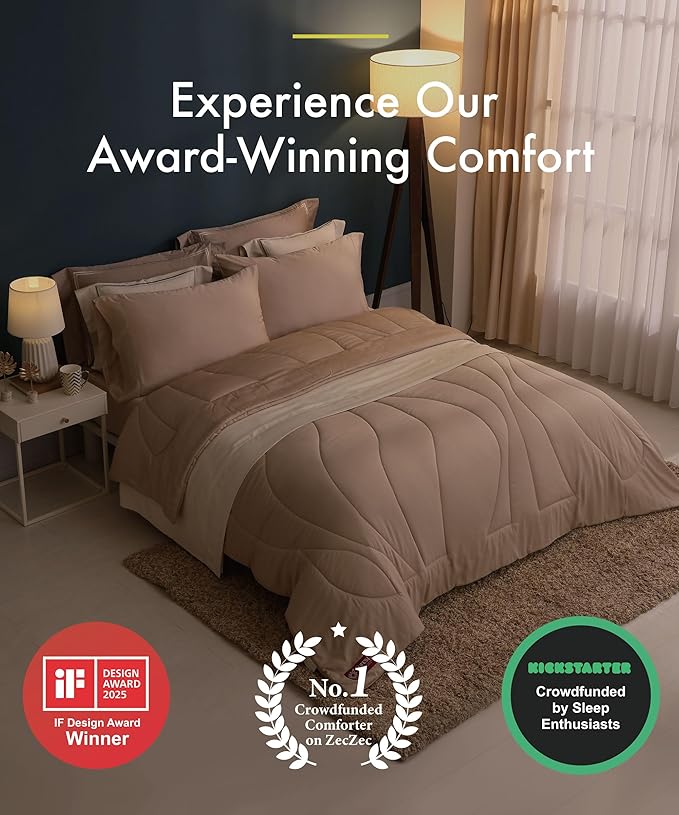 ESCURA Tw® Climate Control Comforter, King/Cali King, German Patented PCM Down Alternative All-Season Design for Hot Sleepers & Night Sweats, Bamboo Lightweight Breathable Hypoallergenic Blanket