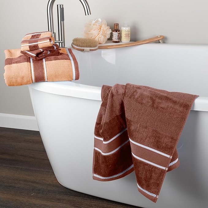 Lavish Home 6 Piece Bathroom Towels Set - 525 GSM 100% Cotton Bathroom Accessories - 2 Bath Sheets, 2 Hand Cloths , and 2 Wash Cloths - Soft Towel Set for Shower, Gym, Dorm, and Spa (Beige)