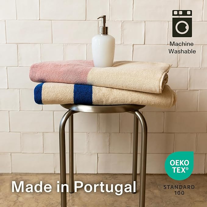 Towels - Ultra Soft, Thick and Plush, Reversible - 2 PC Luxury Bath Towels (27.5"x 54"), 550 GSM,100% Combed Cotton, Made in Portugal, Perfect for Home and Bathroom, Calamine Sky-Janus