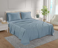 100% Egyptian Cotton Sheets Full Size Set, 800 TC Deep Pocket Full Sheets Set, Soft Breathable Sateen Weave 4 PC Elasticated Sheet & Pillowcase Sets, No Pill & Shrink, Fade Resistant - French Blue