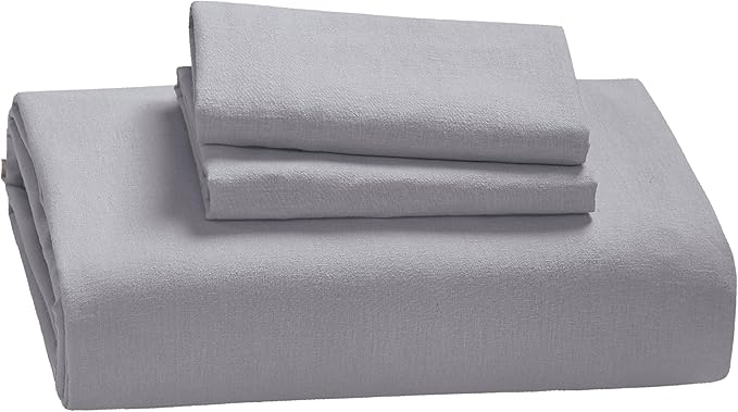 Bedsure Linen Duvet Cover King - Linen Cotton Blend Bedding Set, Soft & Cozy, 3 Pieces, 1 Duvet Cover 104x90 Inches and 2 Pillowcases, Silver Grey Color Cooling Bedding, Comforter Sold Separately