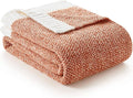 Snuggle Sac Orange Fall Blanket Twin Size, Oversized Soft Warm Cozy Knit Bedding Blanket, Luxurious Microfiber Blankets for Bed, Orange, 60x80 inches
