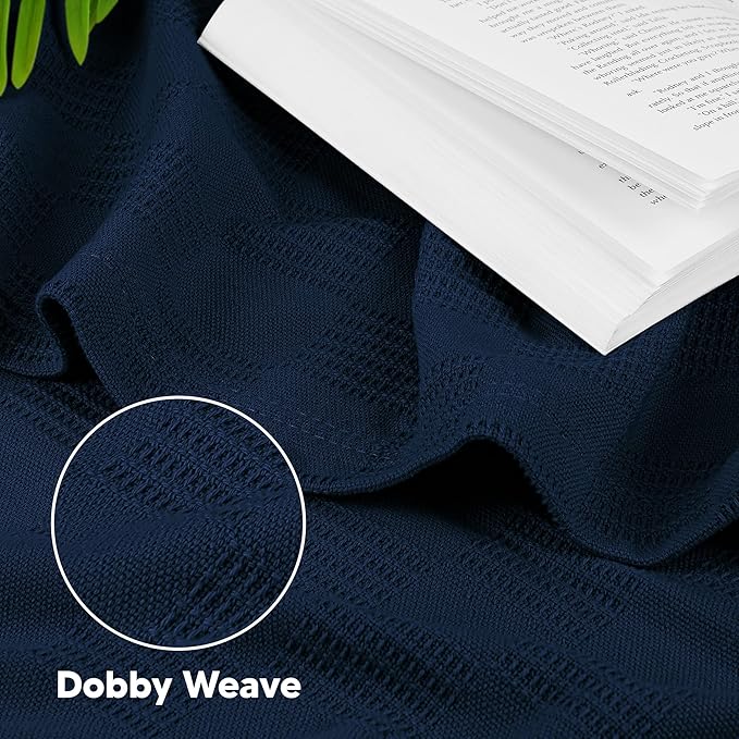 Utopia Bedding Navy 100% Cotton Blanket [King Size - 90x108 Inch] 350GSM Lightweight, Soft and Breathable Thermal Blanket for All Seasons