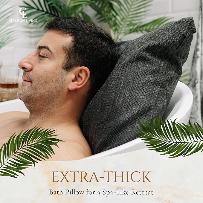 Luxury Bath Pillow for Tub - Thick and Comfortable Bathtub Pillow Support for Head and Neck and Back - Washable Quick-Drying Bath Pillows - Bath Cushion for Home Spa - Fits Any Bathtub - Dark Gray