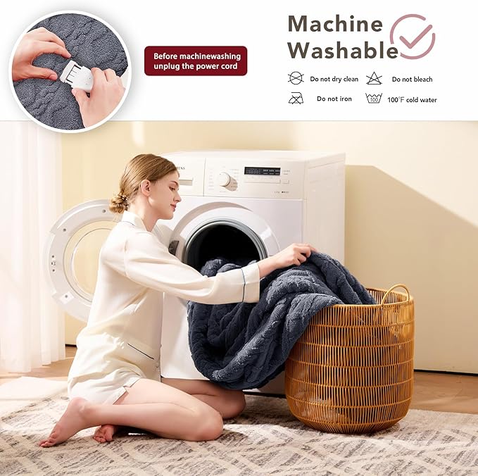 Heated Electric Blanket Full Size-72"x84" Heating Blanket with 10 Heating Levels & 5 Time Settings Over-Heat Protection，Winter Warmer for Adults with ETL Certification（Grey）