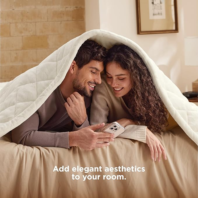 Bedsure Electric Blanket King Size - Dual Control Heated Weighted Blanket King with 10 Heat Settings, Fast Heating with 10 Time Settings (100x90 inches, Ivory)