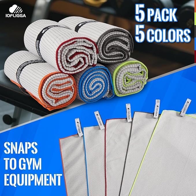 5 Pack Microfiber Gym Towels – Quick Dry, Super Absorbent, Lightweight & Compact Sweat and Workout Towels for Travel, Camping, Hot Yoga, Beach, and Sports (12 * 40" (5 Pack))