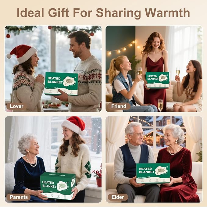 Electric Blanket Full Size 72" X 84" - Flannel Sherpa Heated Blanket with Fast Heating, 6 Heat Settings, 1-10 Hrs Timer Settings, ETL Certified Heating Blanket, Washable, White