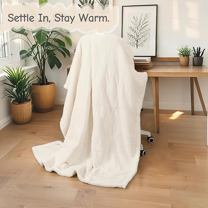 Electric Heated Blanket Queen Size 84"x90", Soft Flannel with Dual Controllers & Overheat Protection, 6 Adjustable Heat Settings & 10-Hour Auto-Off Timer, Fast Heating for Winter Comfort, White