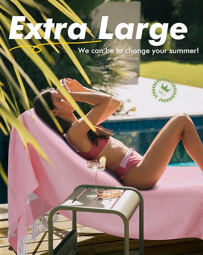 Genovega 2 Packs Oversized Turkish Beach Towels 74"x38" Thin Quick Dry Sand Free Pool Swim Bathing Towel Extra Large Blanket Adult Travel Essentials Accessories Summer Vacation LightGreen Grey Dot