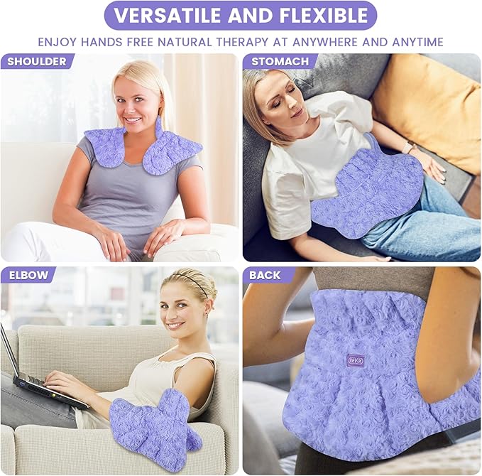 REVIX Microwave Heating Pad for Neck and Shoulders Back, Microwavable Heated Neck Wrap Warmer with Moist Heat, Lavender Aromatherapy Hot and Cold Pack