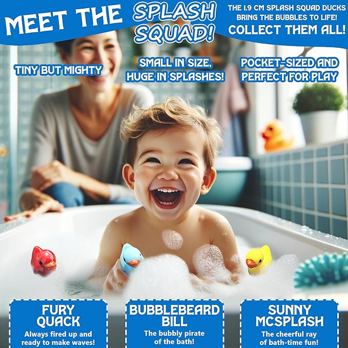 Bath Bombs for Boys with Mini Toy Ducks Inside – Kids Bath Bombs Powder - Bubble Bath for Kids – Bathtime Experiment Kit Mix - Blast of Foam & Colour Surprise – Gift Set of 4