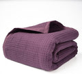 Salt Earth GOTS Certified 100% Organic Cotton Throw Blanket, 108"X90" Blankets & Throws for Bed, Throw Blanket for Couch,Modern & Cozy Blanket, All Season Waffle Blanket, Soft Blanket (Plum Perfect)