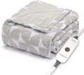 Sunbeam Royal Luxe Microplush Heated Throw Electric Blanket, 50" x 60", 4-Hour Auto Shut-Off,Fast Heating, Machine Washable, Warm and Cozy, Grey Geometric