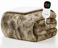Homemate Heated Weighted Blanket for Adults - 62"x84" 15lbs Electric Throw Fast Heating Heavy Blanket 1/2/4/6/8 Hour Auto Off 10 Heat Levels Over-Heat Protection Luxury Faux Fur Sherpa
