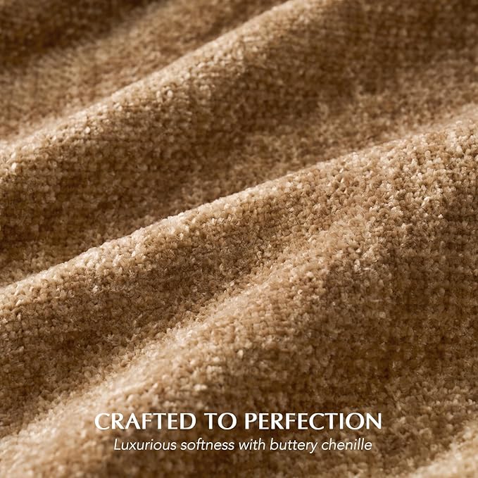 EVERGRACE Soft Chenille Throw Blanket for Couch, Cozy Plush Fuzzy Decorative Chenille Knit Throw Blanket with Tassels, Lightweight Blanket and Throws for Bed Sofa Gift Home Decor, Khaki 60"x80"