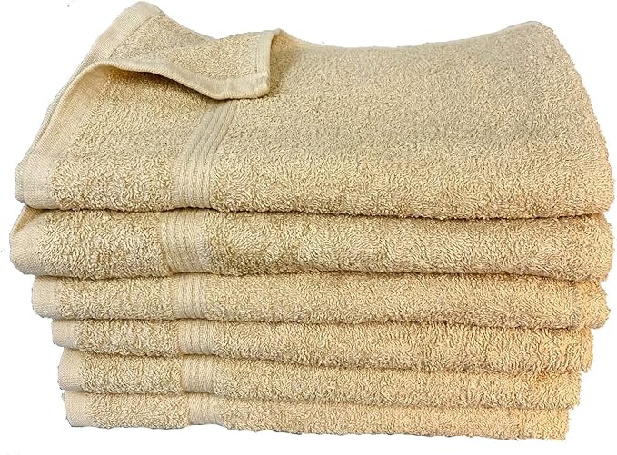 Towel Supercenter 16X27 Cotton Hand Towels (24Pack) for Salons, Golf Course (Beige)