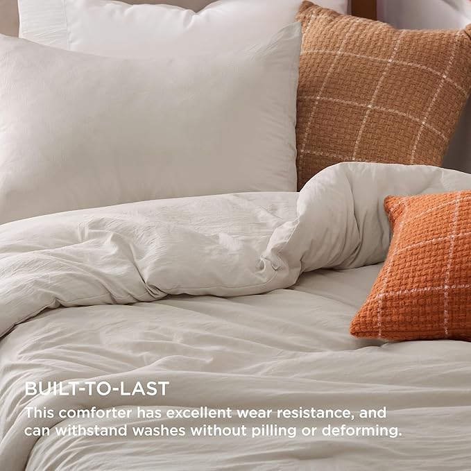 Bedsure Twin/Twin XL Comforter Set, Beige Soft Prewashed Bedding for All Seasons, 2 Pieces GentleSoft™ Warm Down Alternative Bed Set, 1 Lightweight Comforter (68"x88") and 1 Pillowcase (20"x26")