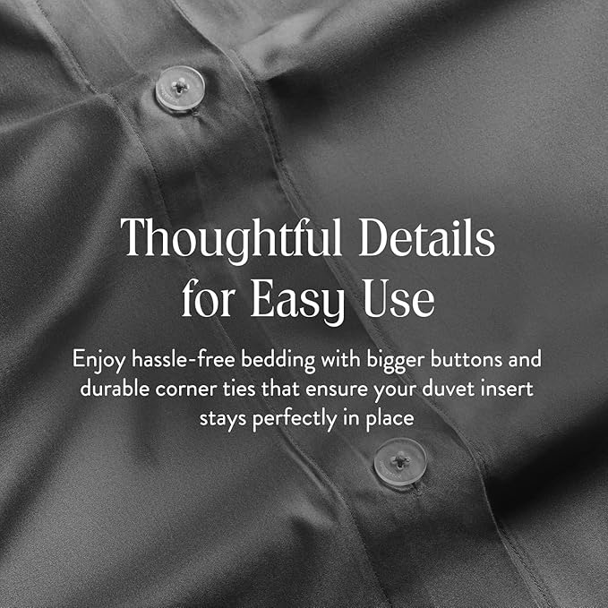 Brooklinen Luxury Sateen Duvet Cover - 100% Cotton, Full/Queen Size in Slate Grey with Extra-Long Corner Ties and Button Closure - Best Full/Queen Duvet Covers