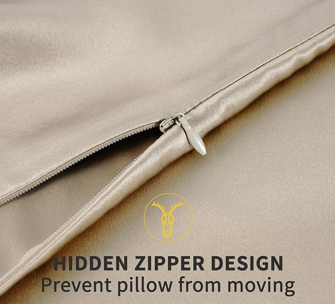 ZIMASILK 100% Pure Mulberry Silk Pillow Cases for Hair and Skin, Soft, Hypoallergenic & Smooth, Both Sides Grade 6A Silk, with Hidden Zipper, Gift for Women Men,1pc(Standard 20''x26'',Taupe)
