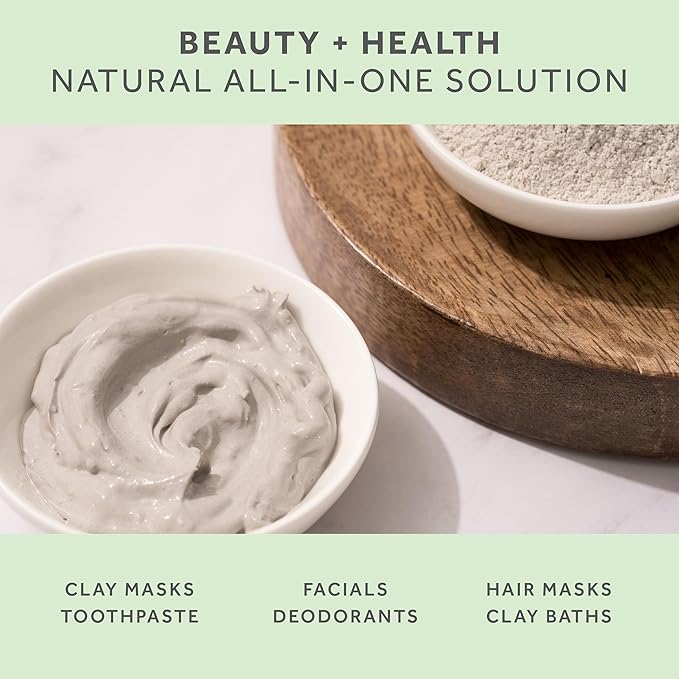 Calcium Bentonite Clay Food Grade Powder 1 Lb – Pharmaceutical | Natural Heavy Metal Detox & Pore Cleansing | Indian Healing | DIY Hair & Facial Mask | Toothpaste, Deo, Bath & Foot Soak