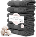 MAURA 6-Pack Premium Turkish Washcloth Set - Ultimate Luxury with Soft, Thick, Super Absorbent, and Oversized Cotton Face Towels - Ideal for a Hotel & Spa Quality Experience in Classic Space Gray