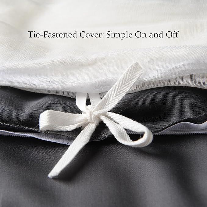 CUDDLE DREAMS Silk Filled Comforter for All Season, Detachable Tencel Duvet Cover for Easy Care, Naturally Breathable (Steel Gray, King)