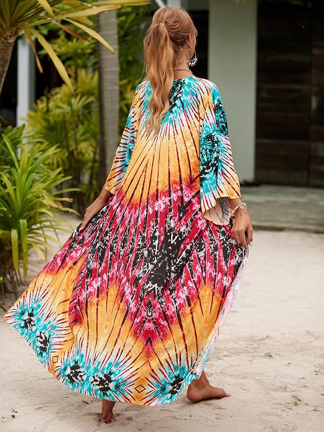 Women Casual Open Front Lightweight Cardigan Long Beach Kimono Cover Up