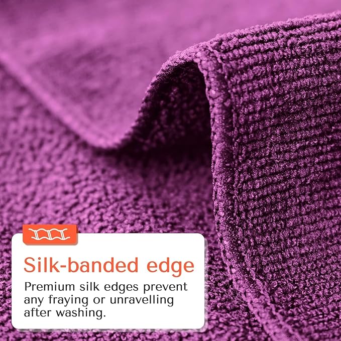 TASALON Microfiber Hair Towel for Salon - 10 Pack - 29 x 16 Inches, Quick Dry and Ultra-Soft Facial Towels with Soft Absorbant (Purple)