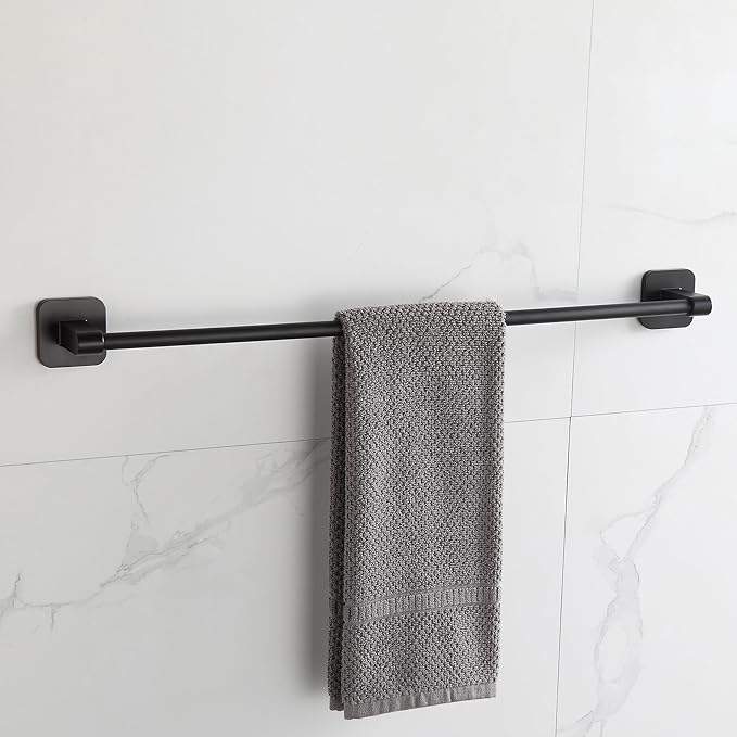 Bathroom Accessories Set, 4 Pieces Bathroom Hardware Set, 24 inch Towel Bar, Towel Racks, Robe Towel Hooks, Toilet Paper Holder Wall Mounted Or Self-Adhesive,Stainless Steel and Plastic (Gray)