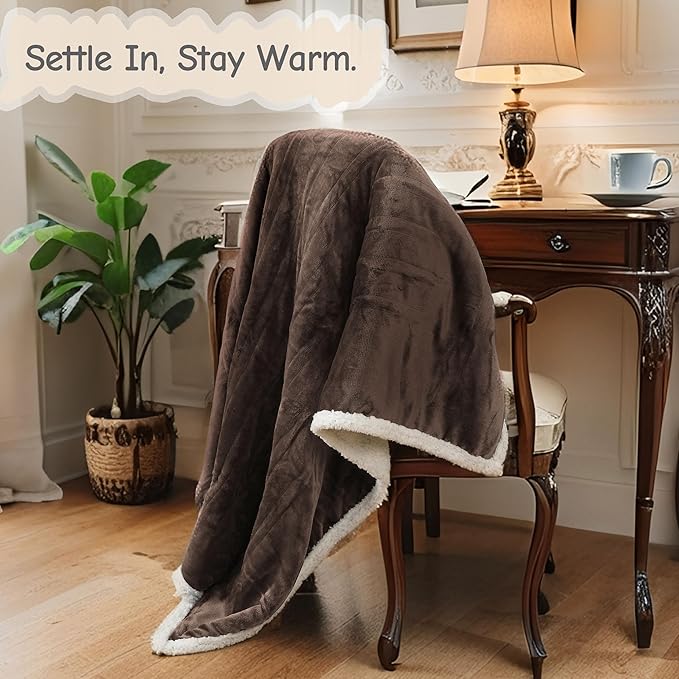 Electric Heated Blanket Queen Size 84"x90", Soft Flannel with Dual Controllers & Overheat Protection, 6 Adjustable Heat Settings & 10-Hour Auto-Off Timer, Fast Heating for Winter Comfort, Dark Brown