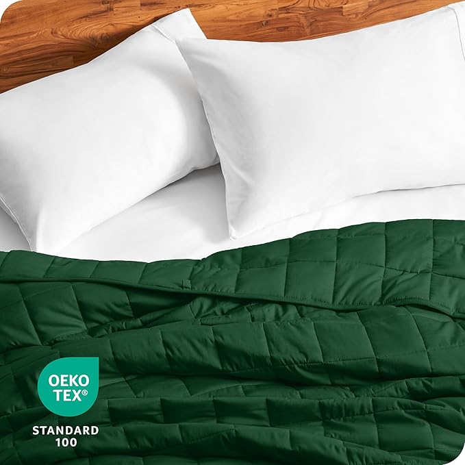 Bare Home Weighted Blanket Full or Queen Size 15lb (48" x 72") for Adults - All-Natural 100% Cotton - Premium Heavy Blanket Nontoxic Glass Beads (Forest Green, 48"x72")
